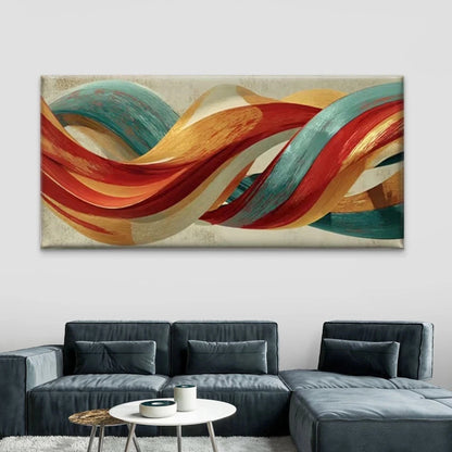 Abstract Waves Wall Art Canvas Office Home Room Framed 120x60cm