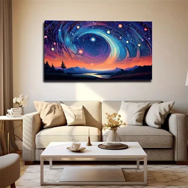Cosmic Landscape Modern Décor Wall Art Canvas Office Home Room Framed 120x60cm