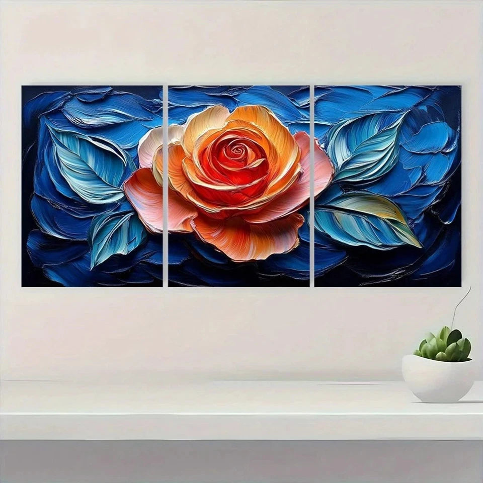 3pcs Vibrant Colors Modern Classic Style Metal Print Ready to Hang Art - Bella Home Decor