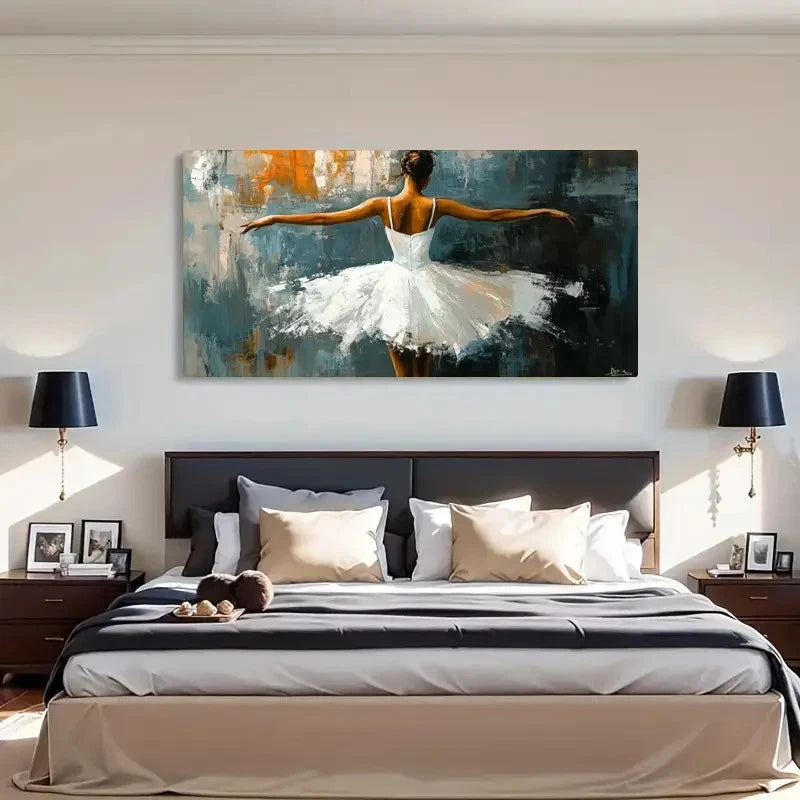 Graceful White Tutu Dancer Wall Art Canvas Office Home Room Framed 120x60cm