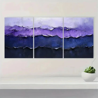 3pcs Minimalist Painting Purple Abstract VM Wall Art Set Canvas Unframed - High Quality Print 100% Australian Made Wall Canvas - Bella Home Decor