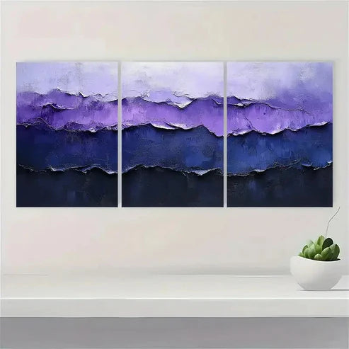 3pcs Minimalist Painting Purple Abstract VM Wall Art Set Canvas Unframed - High Quality Print 100% Australian Made Wall Canvas