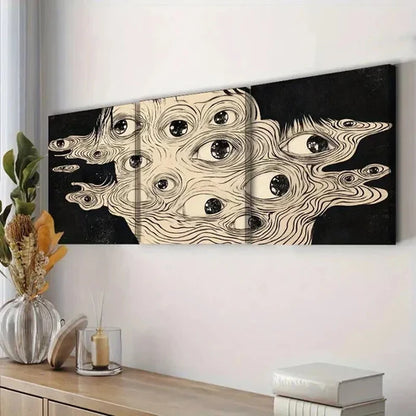 3pcs Face Made of Many Eyes Decoration Wall Art Canvas Unframed - High Quality Print 100% Australian Made Wall Canvas
