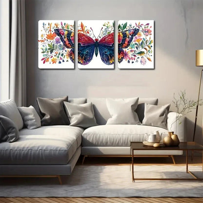 3pcs Butterfly Show Brilliant Colors Perfect Wall Art Set Canvas Framed 40x60cm - High Quality Print 100% Australian Made Wall Canvas Ready to Hang - Bella Home Decor