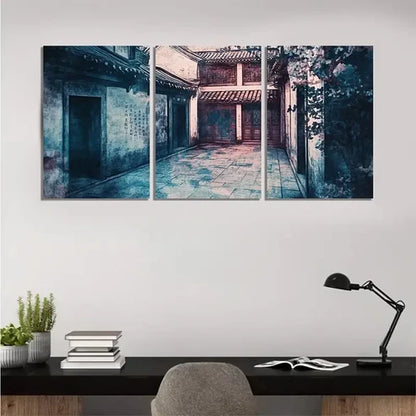 3pcs Courtyard Under the Northern Lights CUNL Wall Art Canvas Unframed – High Quality Print 100% Australian Made Wall Canvas - Bella Home Decor