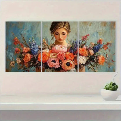 3pcs Bridal Bouquet Elegant Bridal Perfect Wall Art Set Canvas Framed 50x70cm - High Quality Print 100% Australian Made Wall Canvas Ready to Hang - Bella Home Decor