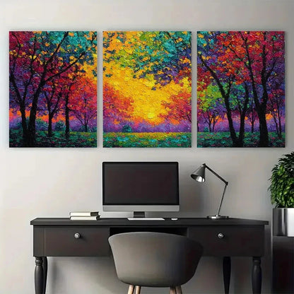 3pcs Impressionist Landscape Giclée Perfect Wall Art Set Canvas Framed 60x90cm - High Quality Print 100% Australian Made Wall Canvas Ready to Hang