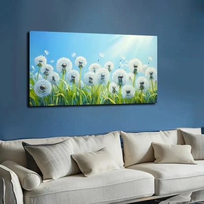 Dandelion Field with Sunlit Wall Art canvas office home room framed 120x60cm