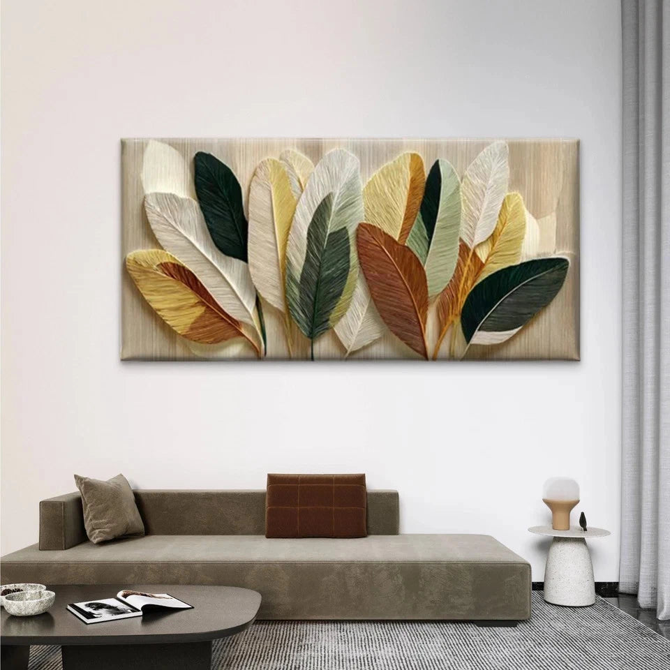 Vintage Feathered Design Wall Art Canvas Office Home Room Framed 120x60cm