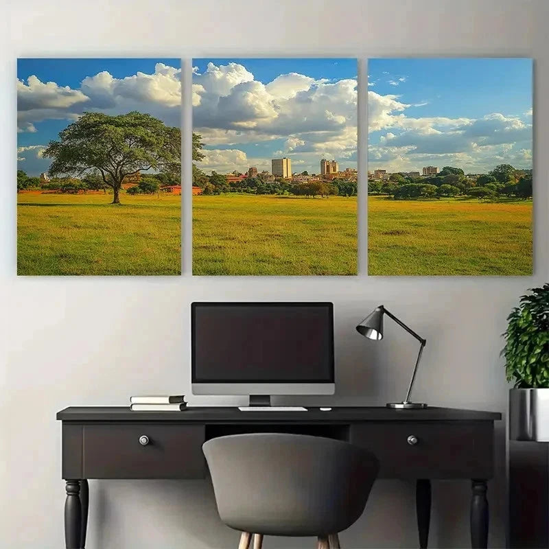 3pcs Zimbabwe African Harare Decor Perfect Wall Art Set Canvas Framed 50x70cm - High Quality Print 100% Australian Made Wall Canvas Ready to Hang