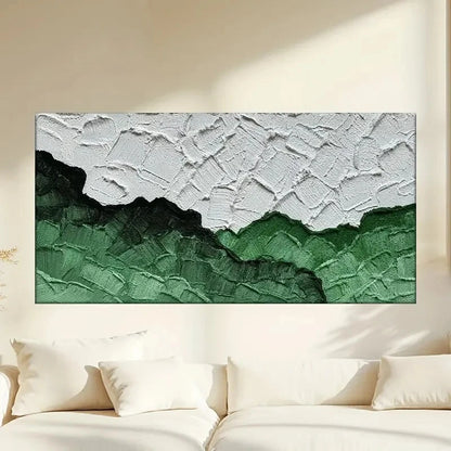 Modern Abstract Green & White Wall Art Canvas Office Home Room Framed 120x60cm