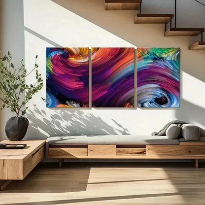 3pcs Abstract Fractal Art Colorful Spiral Wall Art Set Canvas Unframed - High Quality Print 100% Australian Made Wall Canvas - Bella Home Decor
