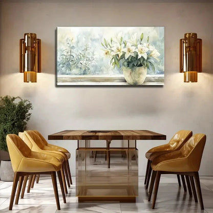 Large White Lilies Floral Wall Art Canvas Office Home Room Framed 120x60cm