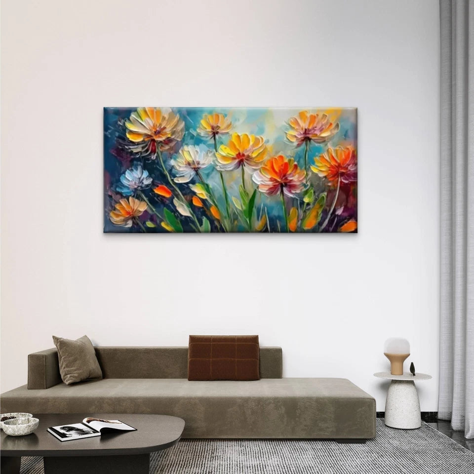Flowers Abstract Colorful Wall Art Canvas Office Home Room Framed 120x60cm