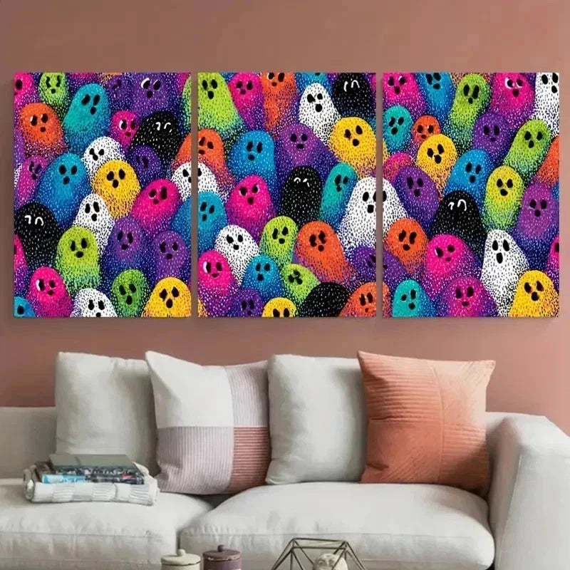 3pcs Ghosts & Disco Ball Design Perfect Perfect Wall Art Set Canvas Framed 40x60cm - High Quality Print 100% Australian Made Wall Canvas Ready to Hang - Bella Home Decor