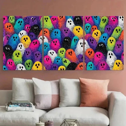 3pcs Ghosts & Disco Ball Design Perfect Perfect Wall Art Set Canvas Framed 40x60cm - High Quality Print 100% Australian Made Wall Canvas Ready to Hang - Bella Home Decor
