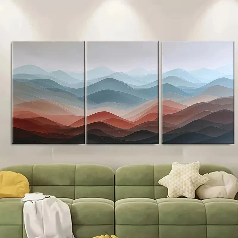 3pcs Minimalist Mountains Painting Wall Art Set Canvas Framed 50x70cm – High Quality Print 100% Australian Made Wall Canvas Ready to Hang
