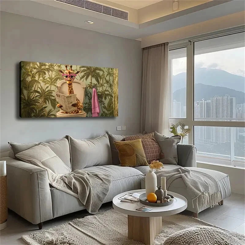 Whimsical Giraffe Vibrant Wall Art Canvas Office Home Room Framed 120x60cm - Bella Home Decor