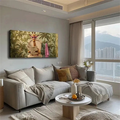 Whimsical Giraffe Vibrant Wall Art Canvas Office Home Room Framed 120x60cm - Bella Home Decor