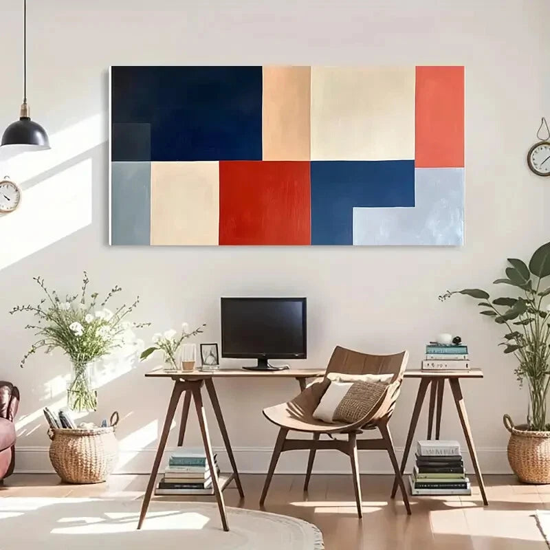 Abstract Minimalist Geometric Wall Art Canvas Office Home Room Framed 120x60cm - Bella Home Decor