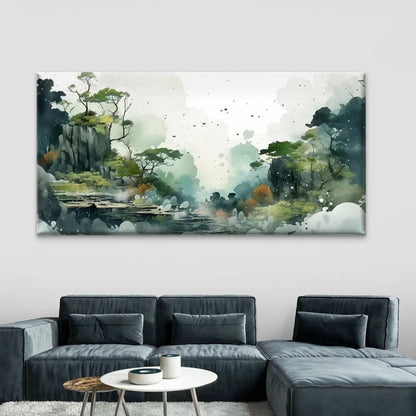Misty Mountain Forest Wall Art Canvas Office Home Room Framed 120x60cm
