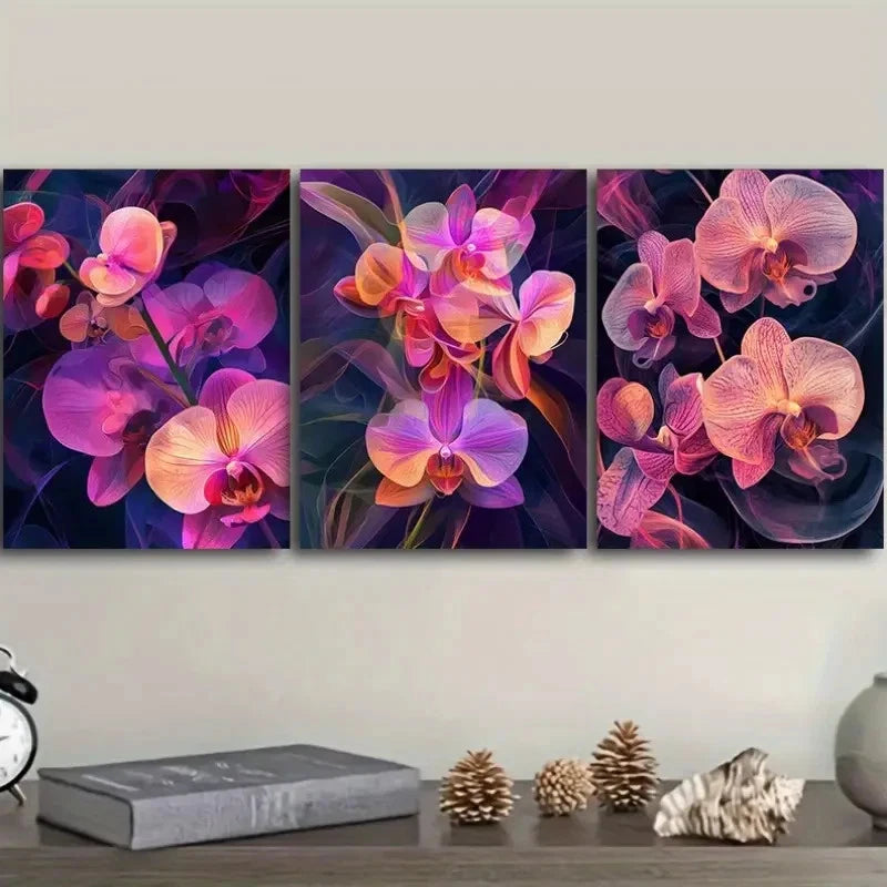 3pcs A beautiful orchid Wall Art Set Canvas Framed 40x60cm - High Quality Print 100% Australian Made Wall Canvas Ready to Hang - Bella Home Decor