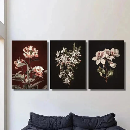 3pcs Botanical Flowers Artwork Portrait Wall Art Set Canvas Framed 50x70cm - High Quality Print 100% Australian Made Wall Canvas Ready to Hang