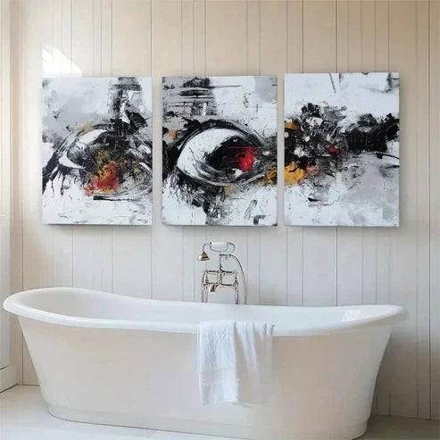 3pcs Black and White Geometric Design Perfect Wall Art Set Canvas Unframed - High Quality Print 100% Australian Made Wall Canvas - Bella Home Decor