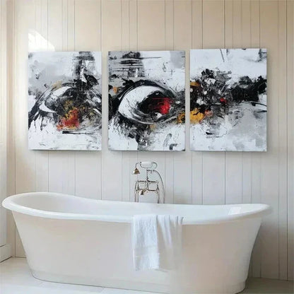 3pcs Black and White Geometric Design Perfect Wall Art Set Canvas Unframed - High Quality Print 100% Australian Made Wall Canvas - Bella Home Decor