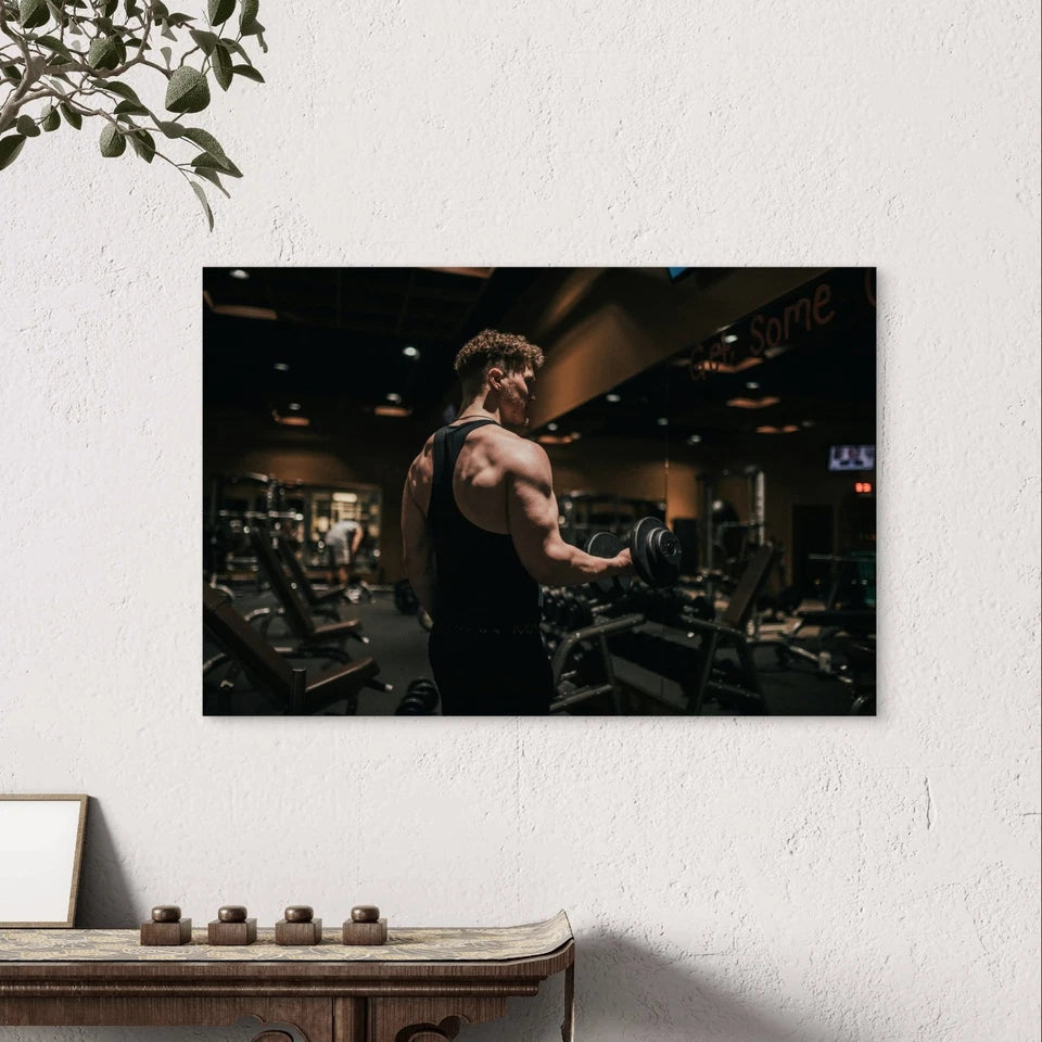 Dumbbell Bicep Curl Strength Training 5mm Plastic Poster Ready to Hang 90x60cm