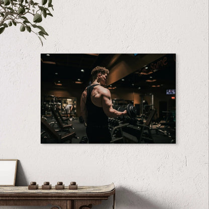 Dumbbell Bicep Curl Strength Training 5mm Plastic Poster Ready to Hang 90x60cm