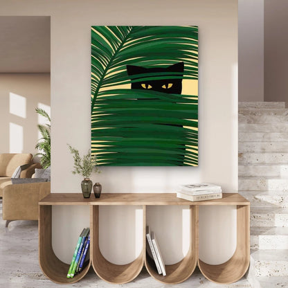 Tropical Cat 40x60cm Metal Print Ready to Hang - Bella Home Decor
