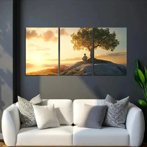 3pcs Peaceful Sunset Scene Wall Art Set Canvas Unframed - High Quality Print 100% Australian Made Wall Canvas