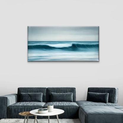 Ocean Wave Abstract Coastal Wall Art Canvas Office Home Room Framed 120x60cm
