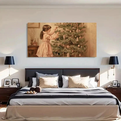 Retro Merry Christmas Tree Wall Art Canvas Office Home Room Framed 120x60cm
