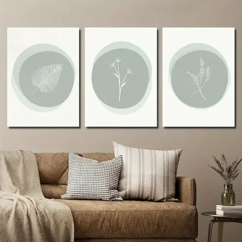 3pcs White & Mint Green Line Accents Wall Art Canvas Unframed - High Quality Print 100% Australian Made Wall Canvas