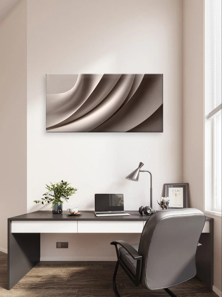 Metallic Bronze and Silver Neutral Wall Art Canvas Office Home Framed 120x60cm