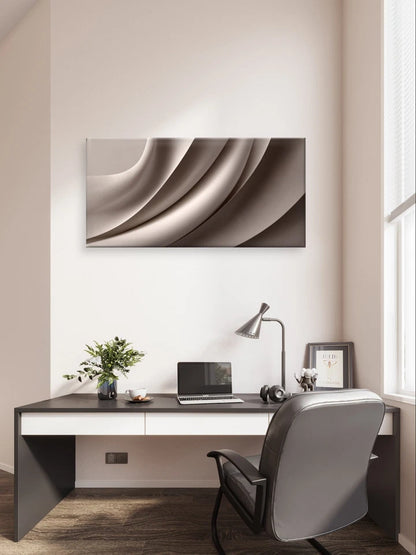 Metallic Bronze and Silver Neutral Wall Art Canvas Office Home Framed 120x60cm