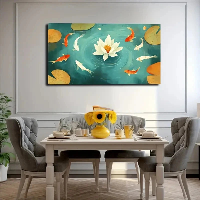 Lotus With Colorful Koi Fish Wall Art Canvas Office Home Room Framed 120x60cm
