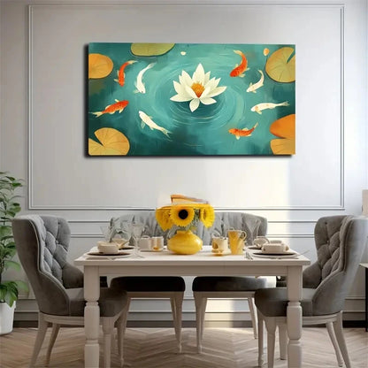 Lotus With Colorful Koi Fish Wall Art Canvas Office Home Room Framed 120x60cm