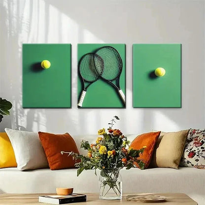 3pcs Tennis Sports Modern Athletic Wall Art Canvas Unframed - High Quality Print 100% Australian Made Wall Canvas