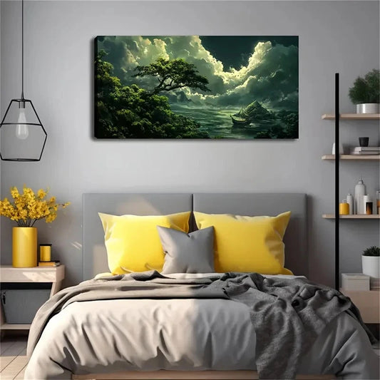 Modern Minimalist Sailboat Wall Art Canvas Office Home Room Framed 120x60cm