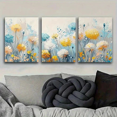 3pcs Vivid Wildflowers Wall Art Set Canvas Unframed - High Quality Print 100% Australian Made Wall Canvas - Bella Home Decor