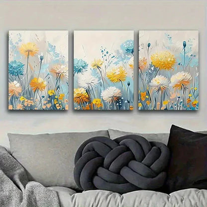 3pcs Vivid Wildflowers Wall Art Set Canvas Unframed - High Quality Print 100% Australian Made Wall Canvas - Bella Home Decor