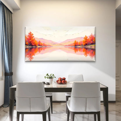 Autumn Landscape Illustration Wall Art Canvas Office Home Room Framed 120x60cm