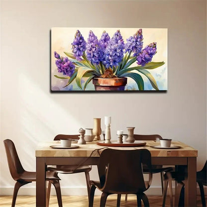 Vibrant Purple Hydrangea Flower Wall Art Canvas Office Home Room Framed 120x60cm