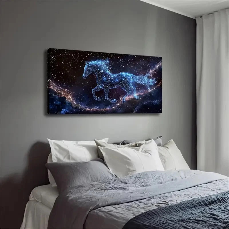 Composed Blue Light Spots Track Wall Art Canvas Office Home Room Framed 120x60cm - Bella Home Decor