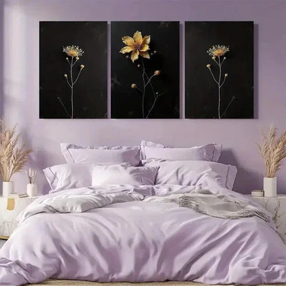 3pcs Nature Inspired Elegant Dried Flower Art Set Canvas Unframed - High Quality Print 100% Australian Made Wall Canvas