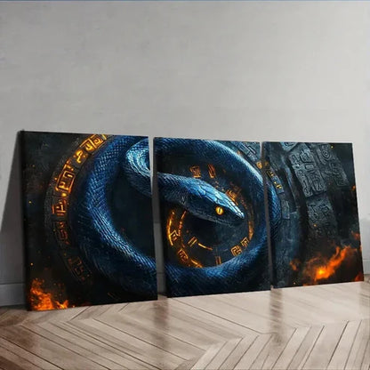 3pcs A Black Snake with a Curse Wall Art Canvas Unframed - High Quality Print 100% Australian Made Wall Canvas - Bella Home Decor