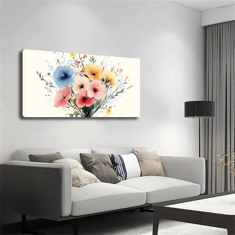 Flower Bouquet Vibrant Wall Art Canvas Office Home Room Framed 120x60cm - Bella Home Decor